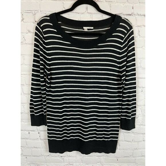 HALOGEN Nordstrom set of 2 violet white black striped front knot pullover top M - Picture 7 of 12